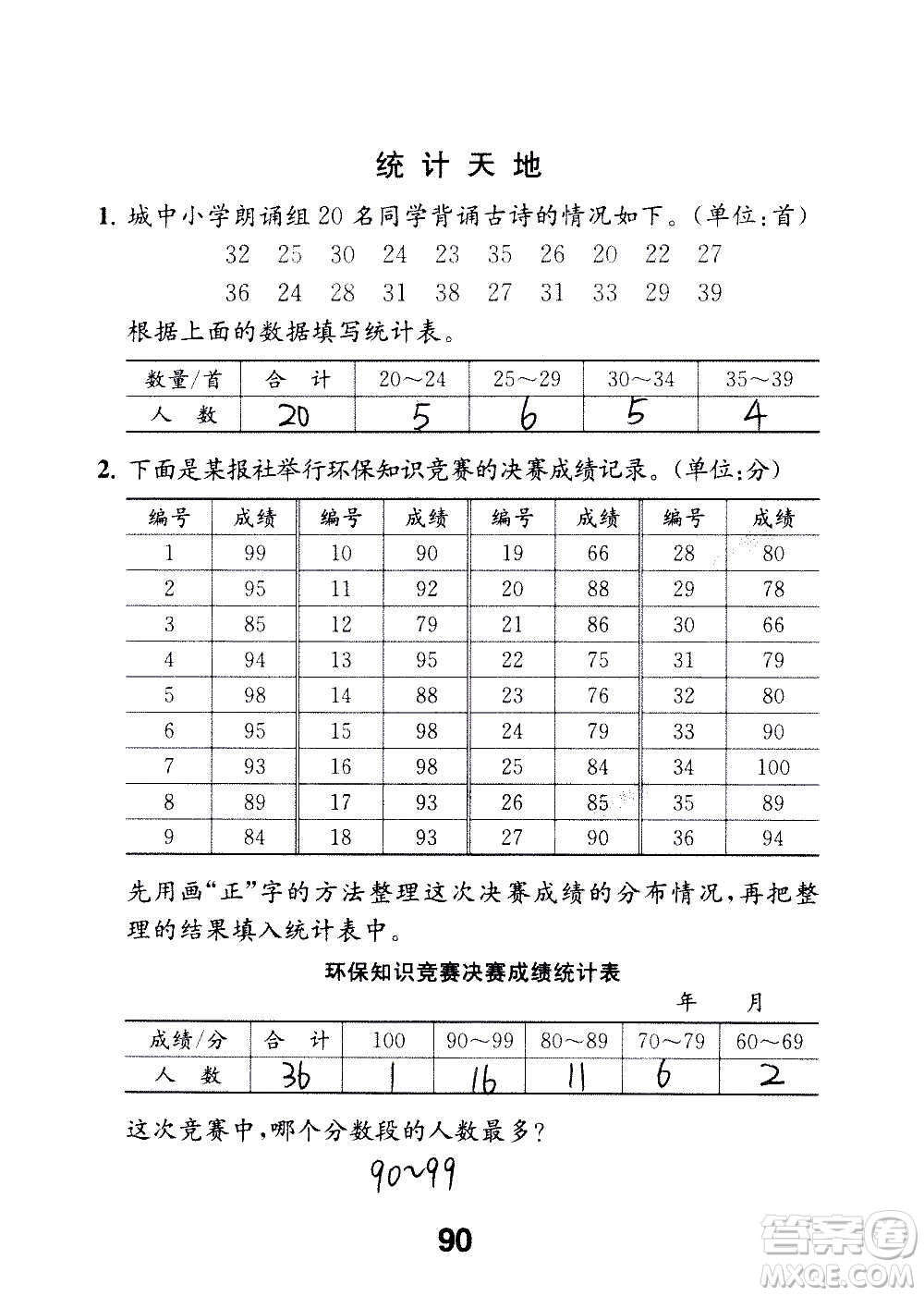 江蘇鳳凰教育出版社2020數(shù)學補充習題四年級上冊蘇教版答案