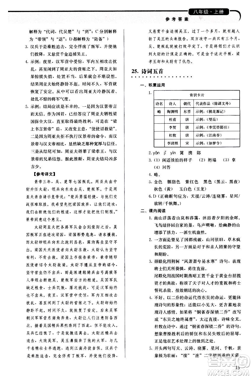 人民教育出版社2020補(bǔ)充習(xí)題語(yǔ)文八年級(jí)上冊(cè)人教版答案