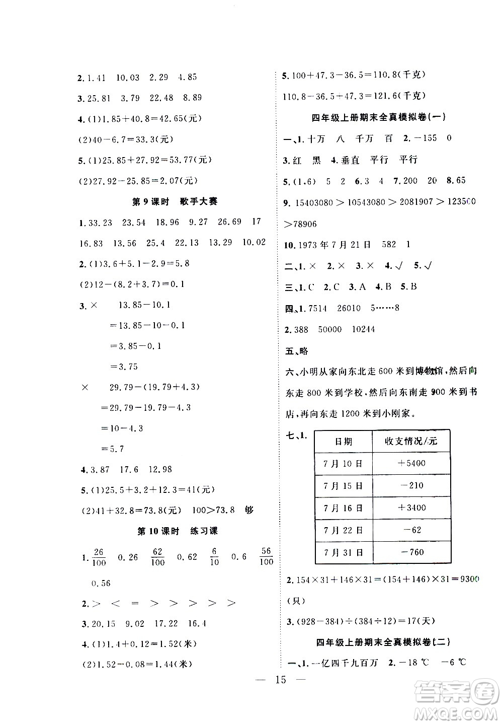 吉林教育出版社2021優(yōu)等生快樂寒假最佳復(fù)習(xí)計(jì)劃四年級(jí)數(shù)學(xué)BS北師版答案