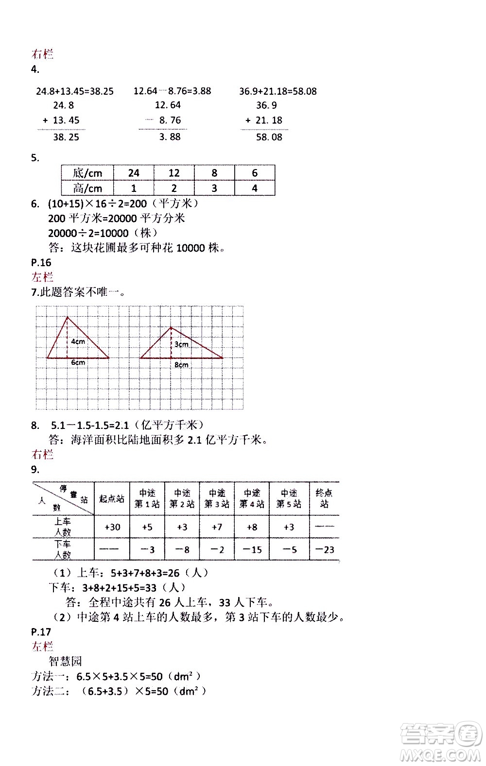 安徽少年兒童出版社2021版寒假作業(yè)五年級數(shù)學蘇教版答案