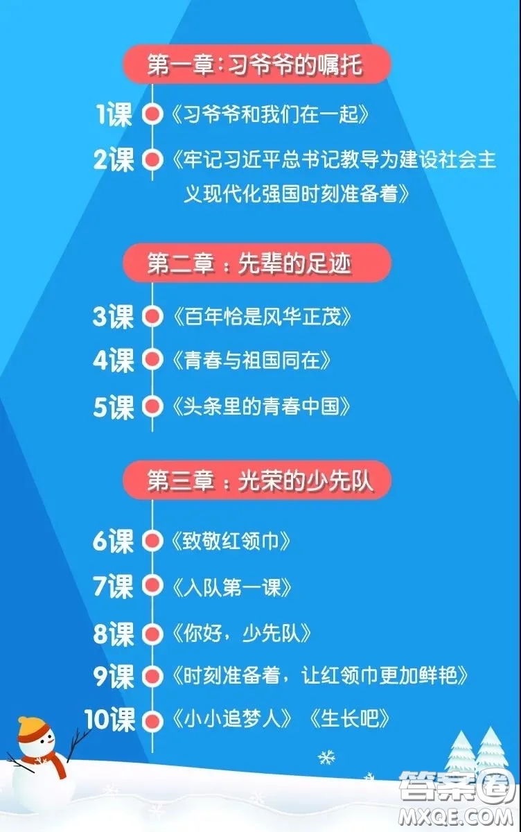 少先隊(duì)員寒假10課答案 2021少先隊(duì)員寒假10課課后答案