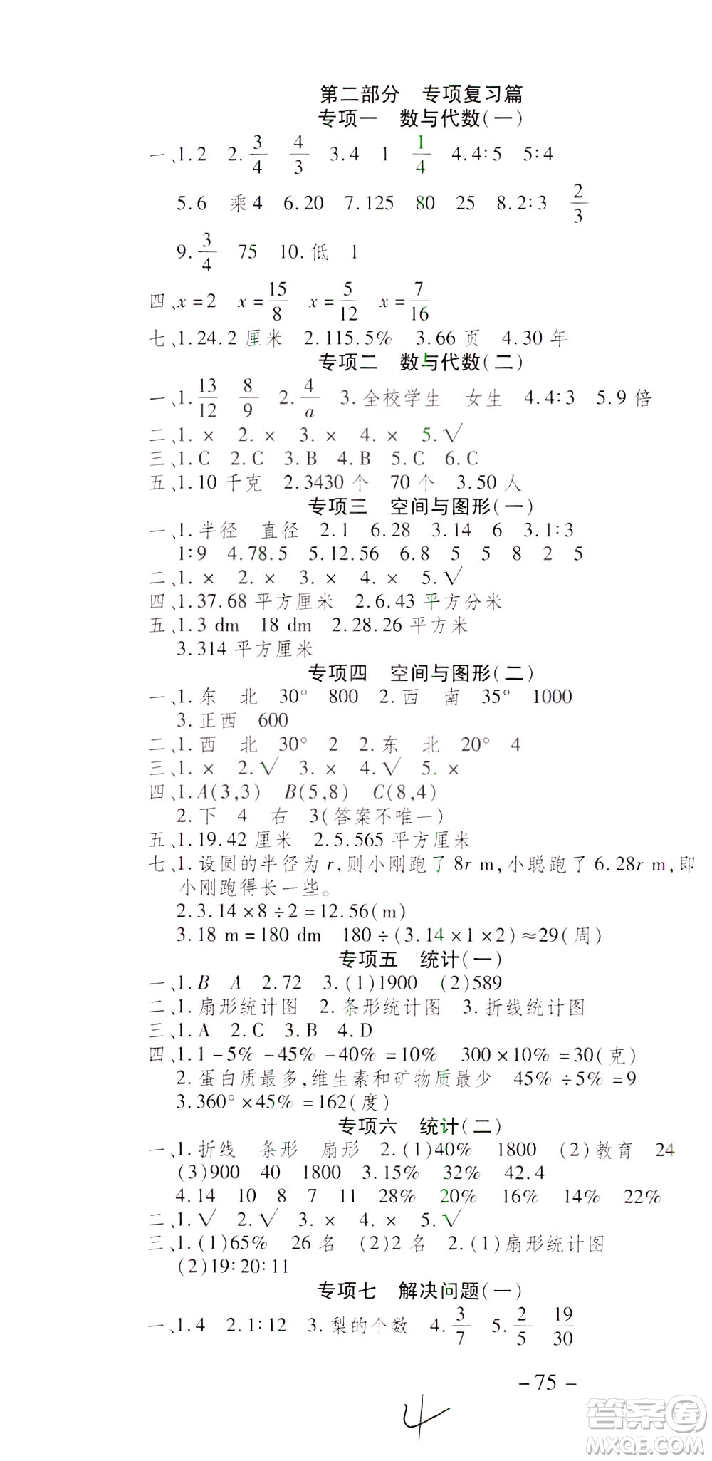 云南科技出版社2021智趣寒假溫故知新六年級數(shù)學人教版答案