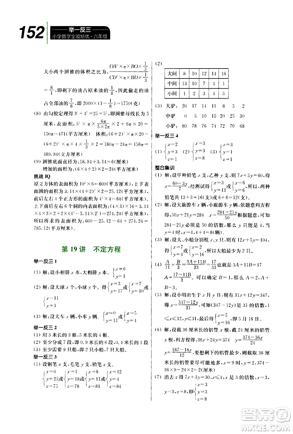 崇文書局2020年舉一反三小學(xué)數(shù)學(xué)全能培優(yōu)六年級答案