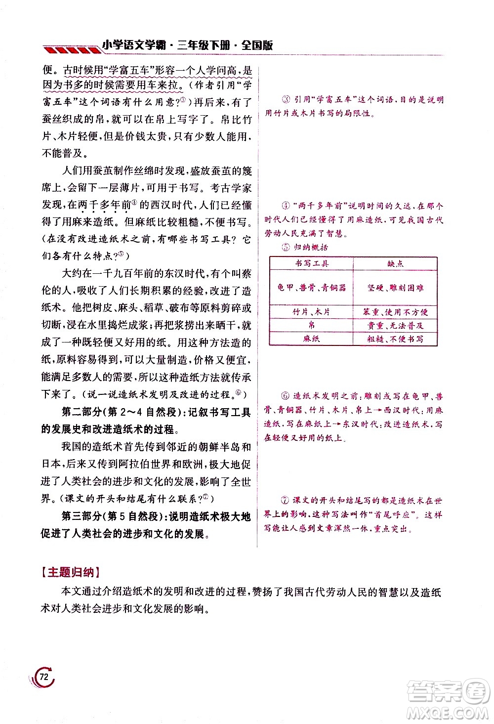 江蘇鳳凰美術(shù)出版社2021小學(xué)語文學(xué)霸三年級下冊全國版答案