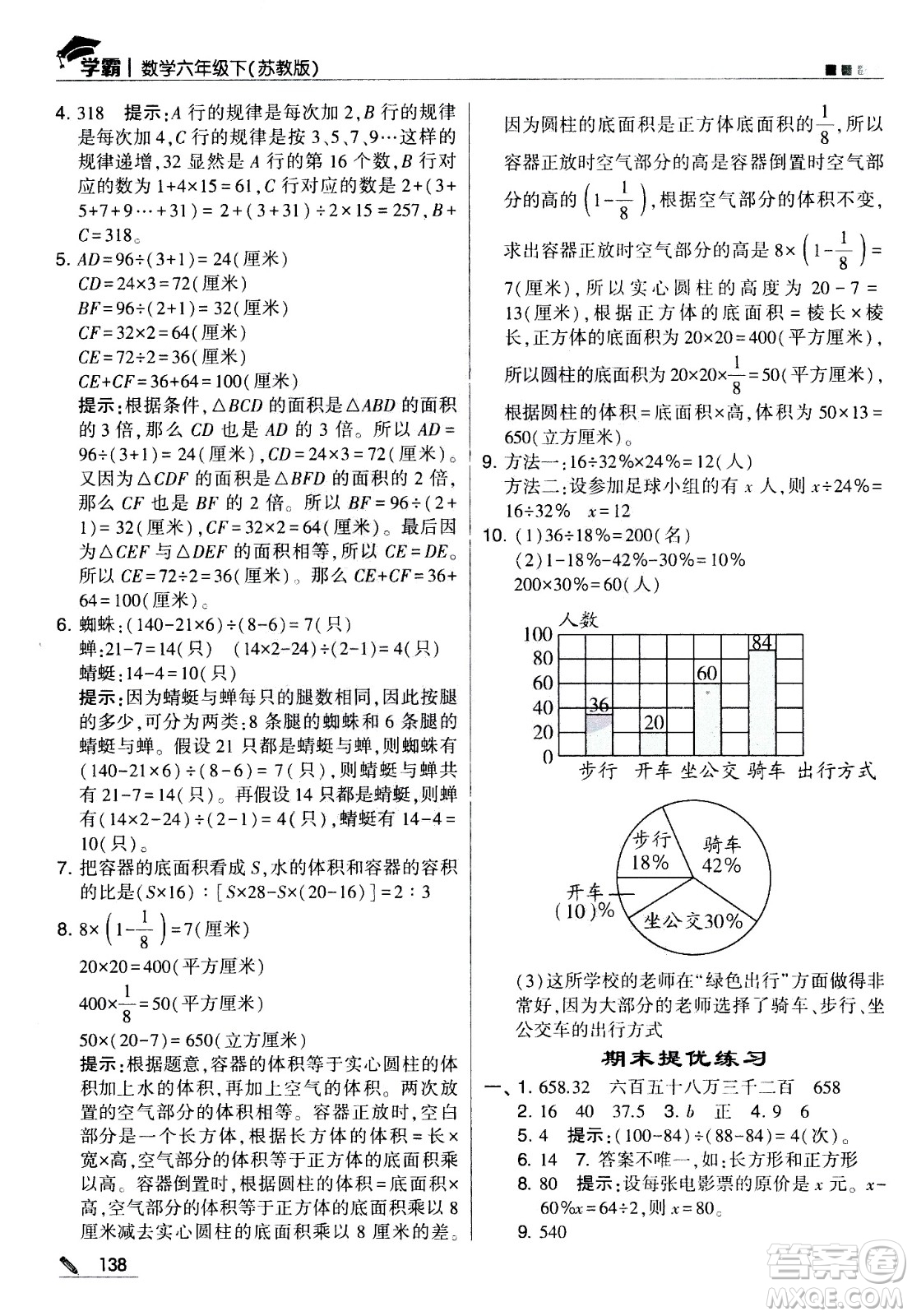 甘肅少年兒童出版社2021春經(jīng)綸學(xué)典學(xué)霸數(shù)學(xué)六年級(jí)下蘇教版答案