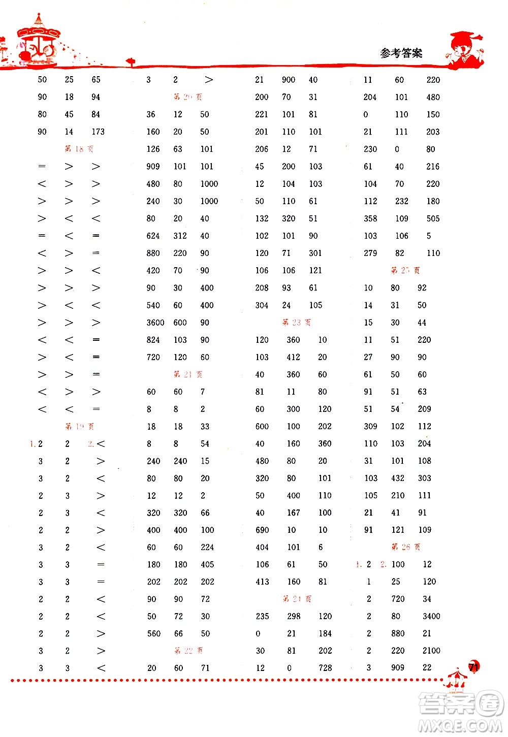 龍門書局2021黃岡小狀元口算速算練習冊三年級數(shù)學下冊BS北師大版答案