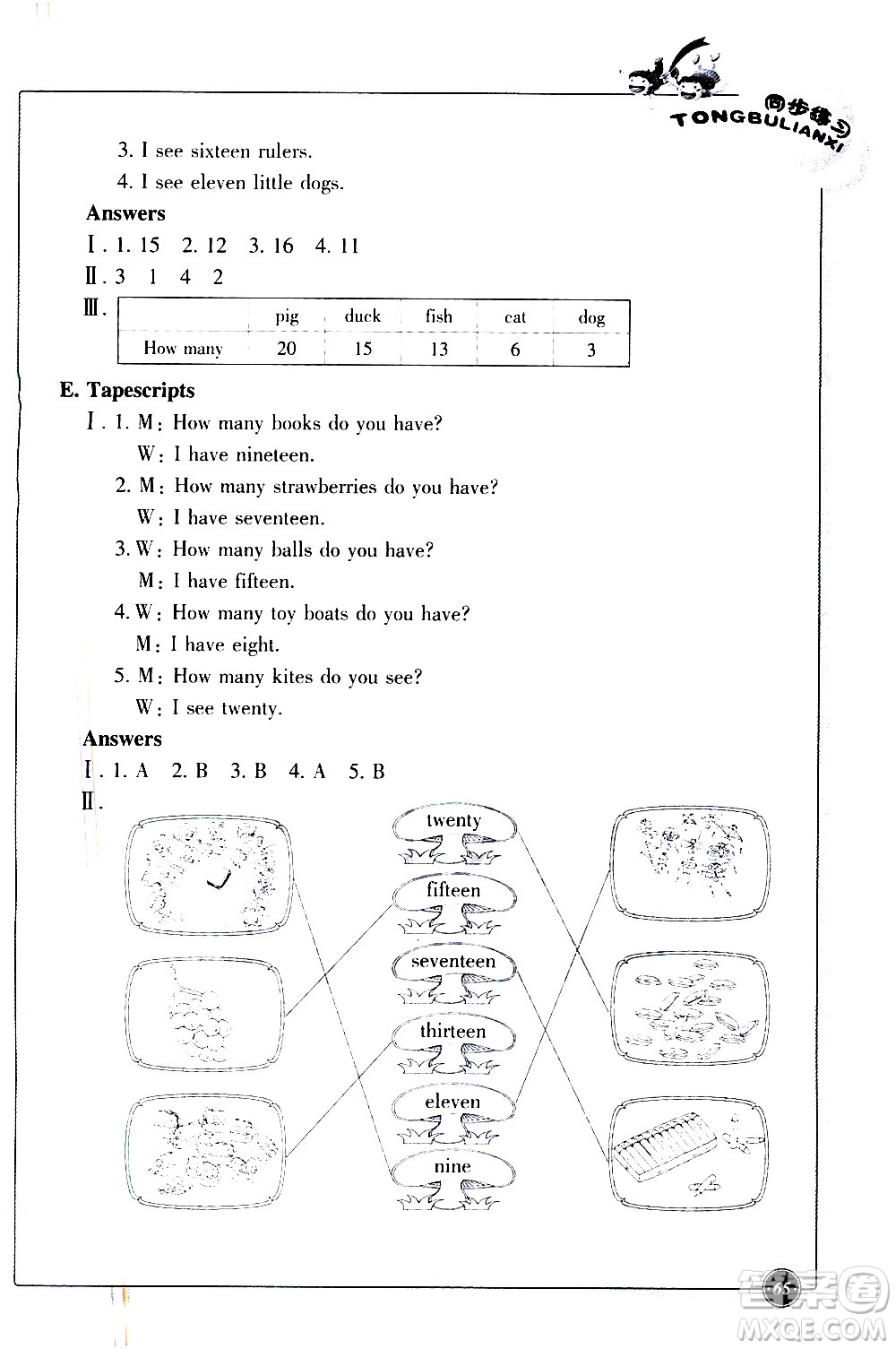 浙江教育出版社2021同步練習(xí)英語(yǔ)三年級(jí)下人教版答案