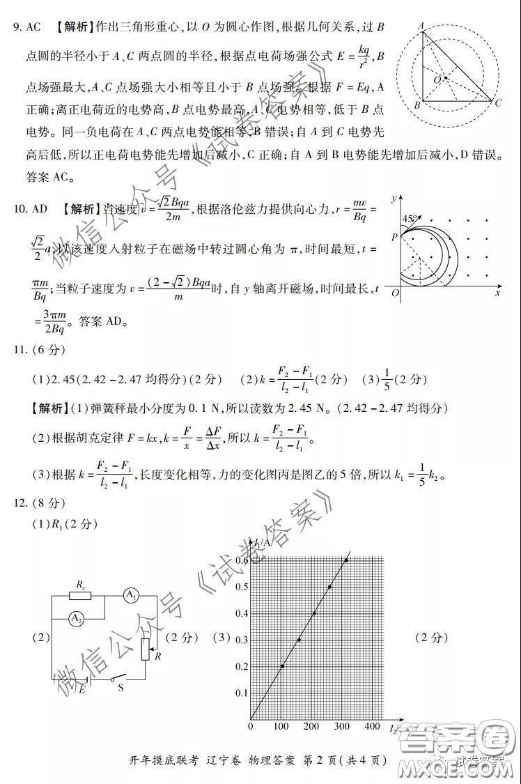 百師聯(lián)盟2021屆高三開年摸底聯(lián)考遼寧卷物理試卷及答案