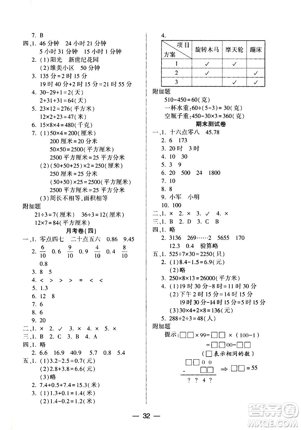 希望出版社2021新課標(biāo)兩導(dǎo)兩練高效學(xué)案數(shù)學(xué)三年級(jí)下冊(cè)人教版答案