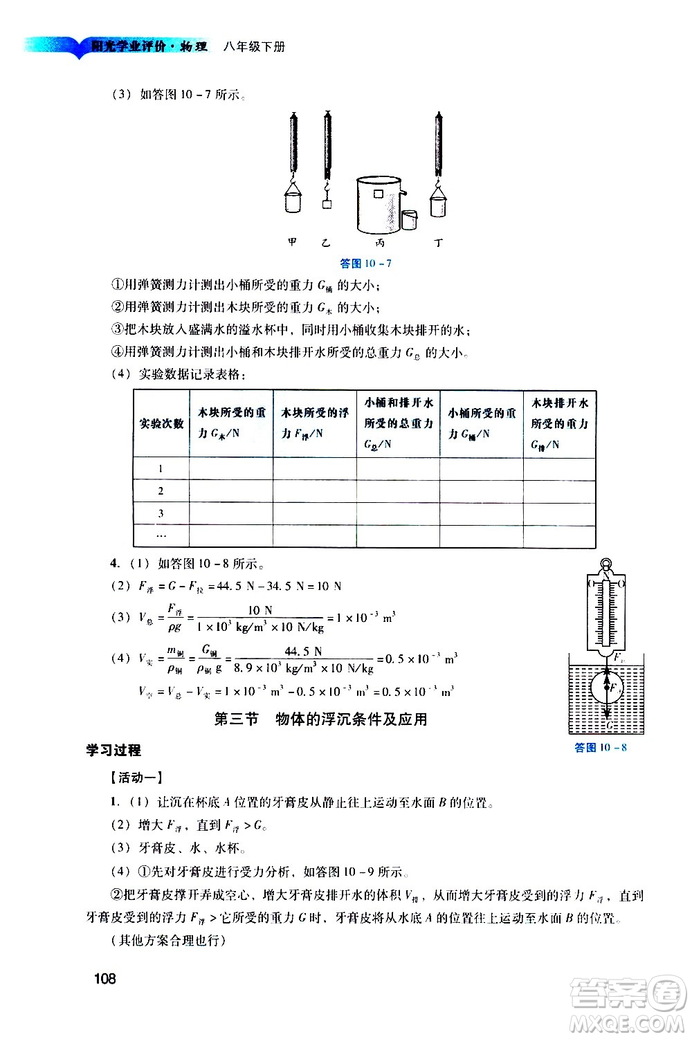 廣州出版社2021陽(yáng)光學(xué)業(yè)評(píng)價(jià)物理八年級(jí)下冊(cè)人教版答案