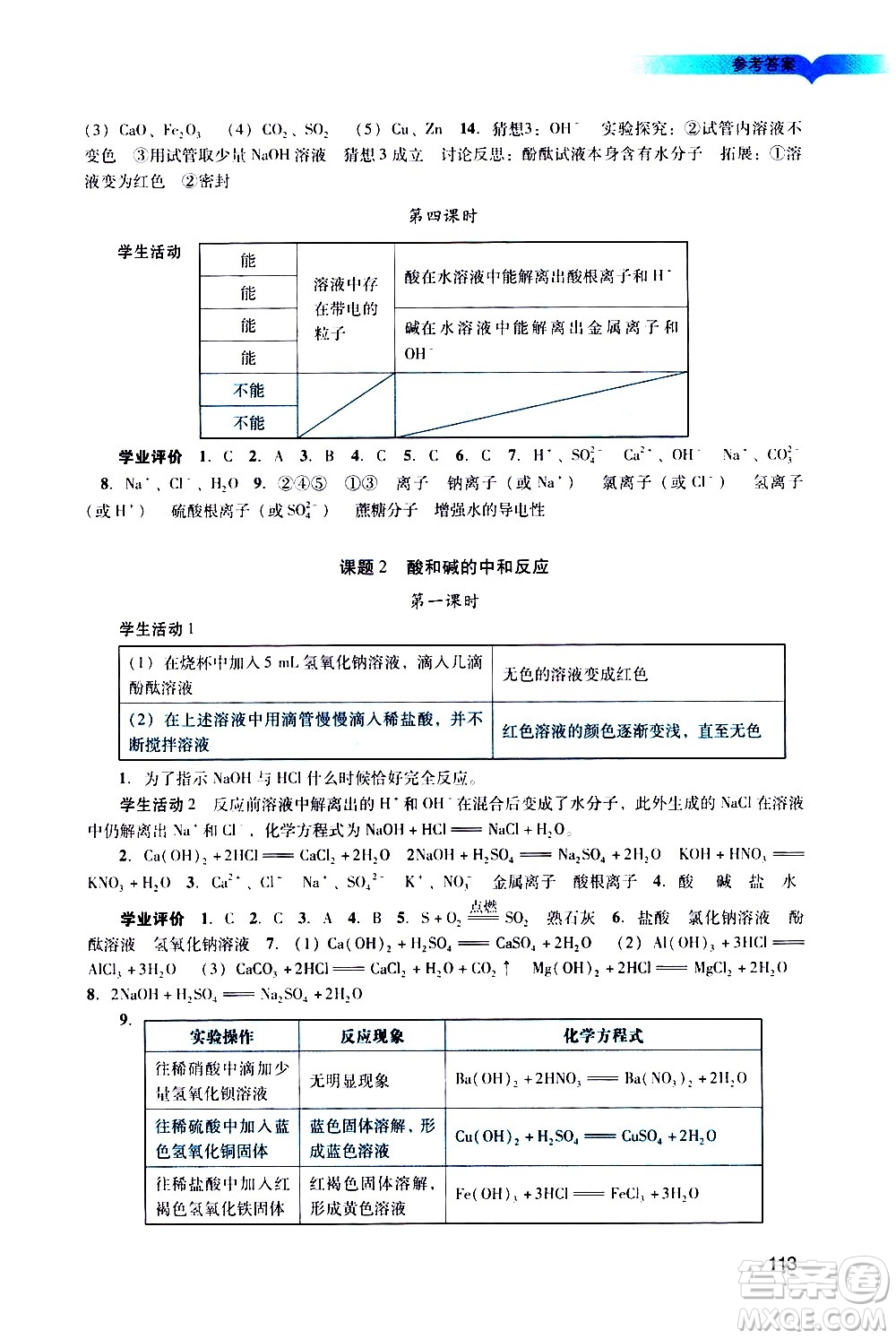 廣州出版社2021陽(yáng)光學(xué)業(yè)評(píng)價(jià)化學(xué)九年級(jí)下冊(cè)人教版答案