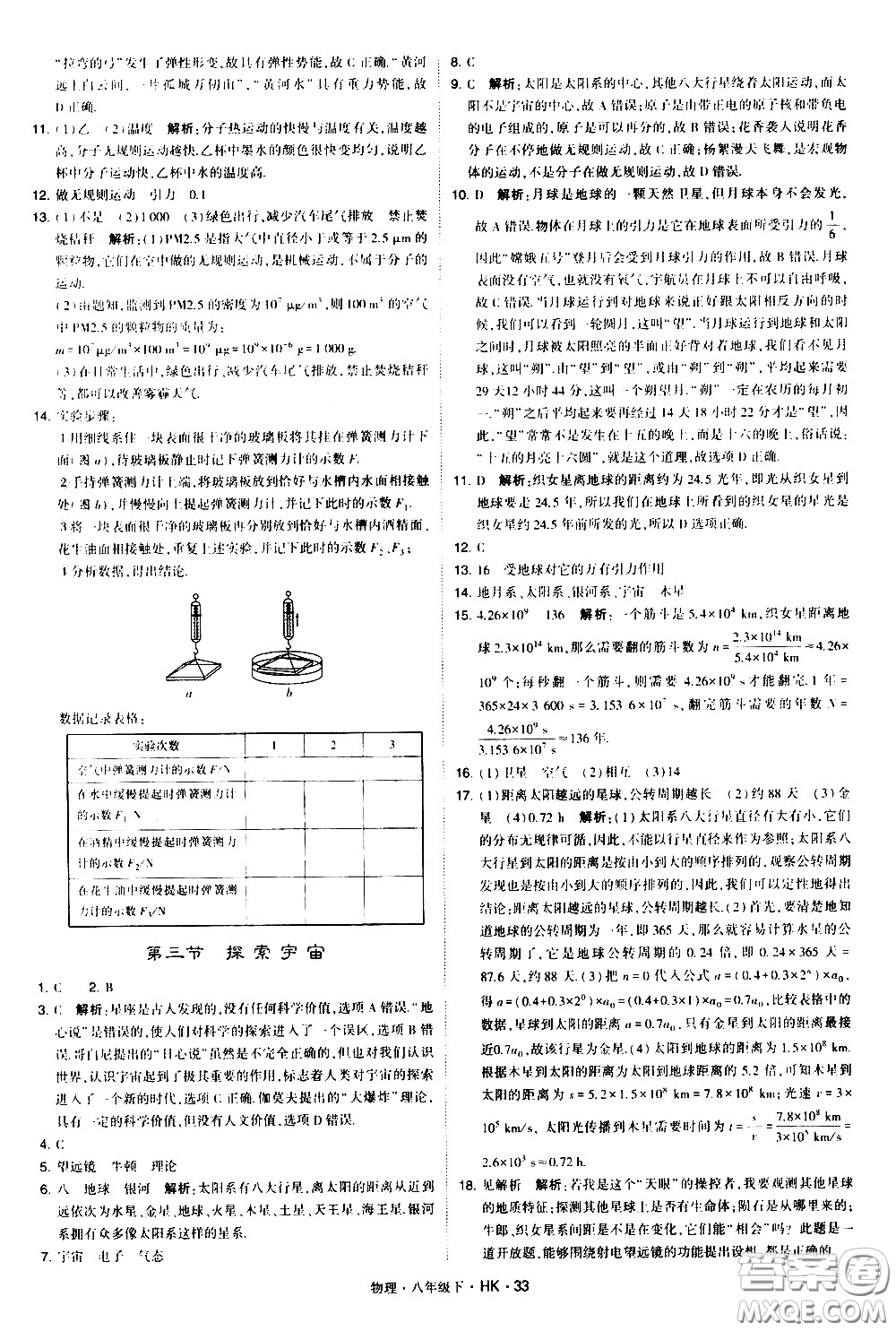 甘肅少年兒童出版社2021學霸題中題物理八年級下冊滬科版答案