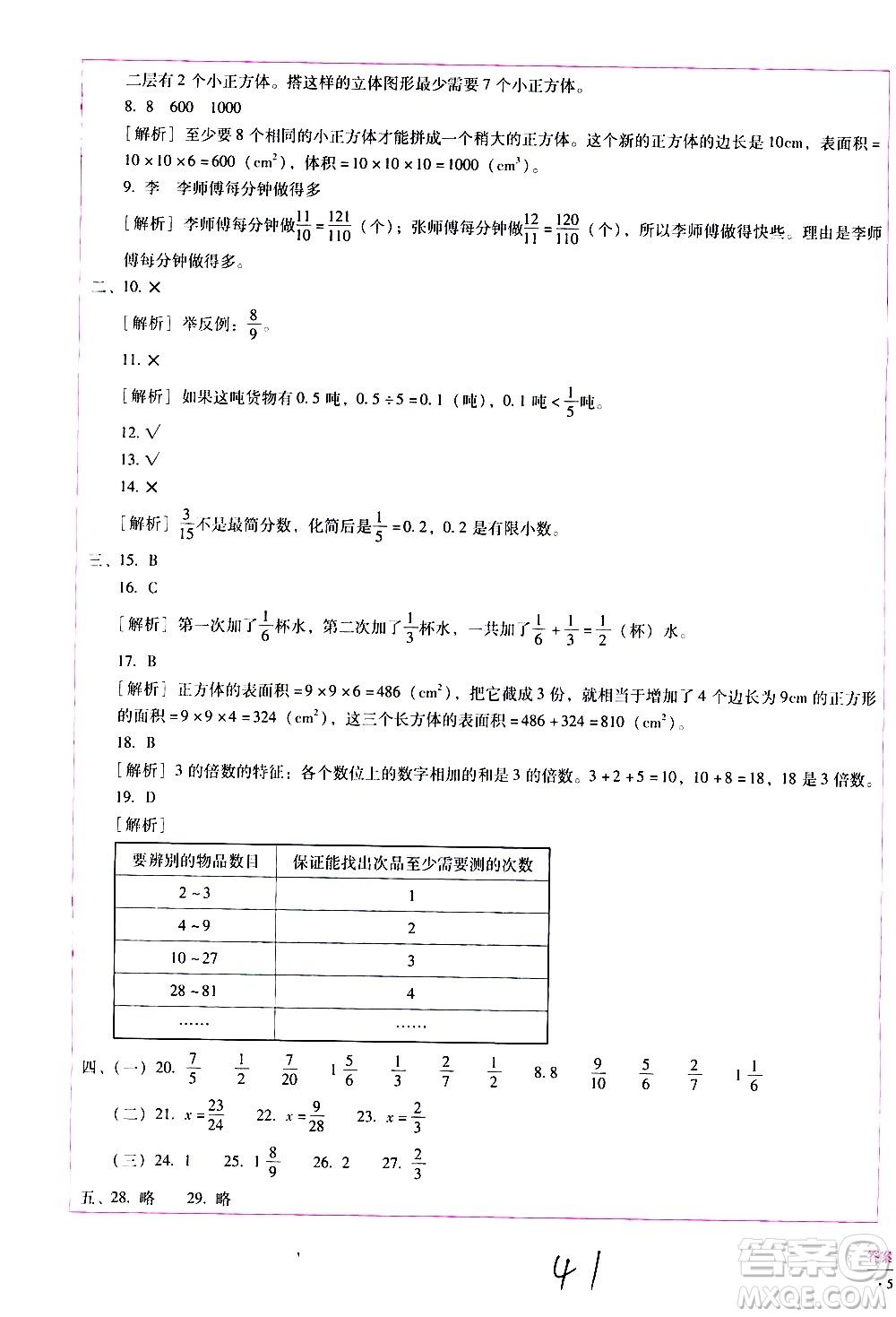 云南教育出版社2021小學(xué)能力監(jiān)測標(biāo)準(zhǔn)卷數(shù)學(xué)五年級下冊人教版答案