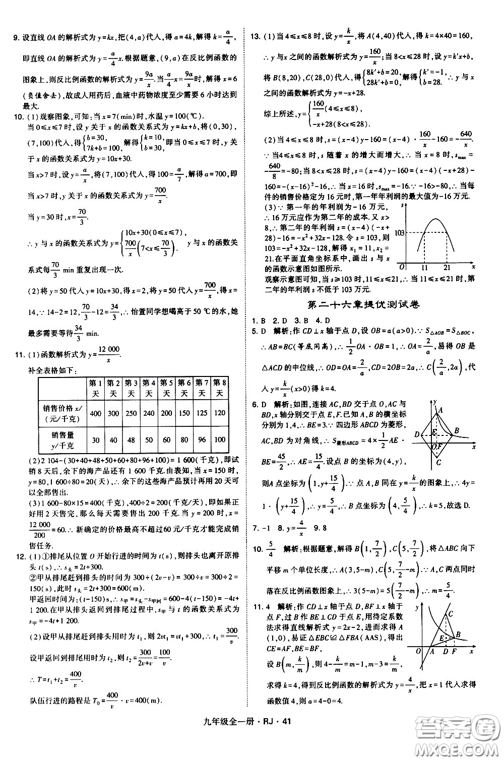 寧夏人民教育出版社2021學(xué)霸題中題數(shù)學(xué)九年級全一冊人教版答案