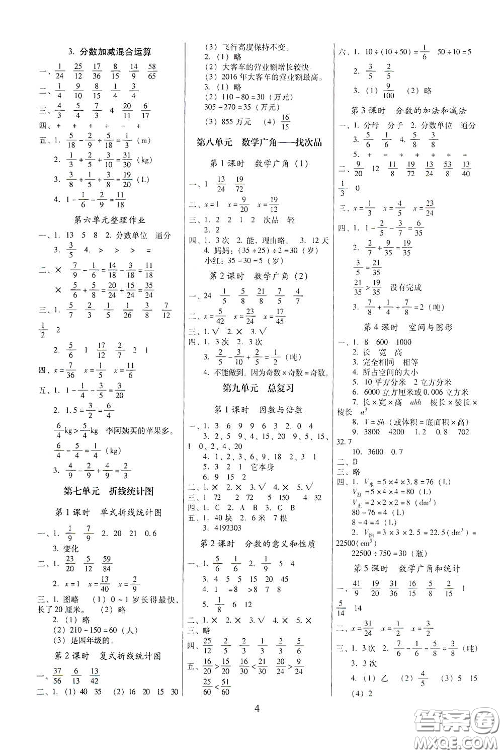 海南出版社2021云南師大附小一線名師提優(yōu)作業(yè)五年級數(shù)學(xué)下冊人教版答案