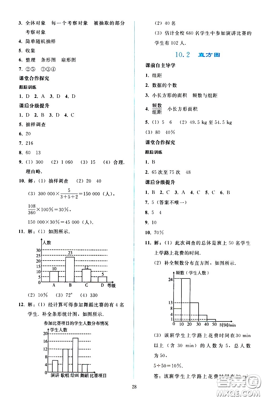 人民教育出版社2021同步輕松練習(xí)數(shù)學(xué)七年級下冊人教版答案