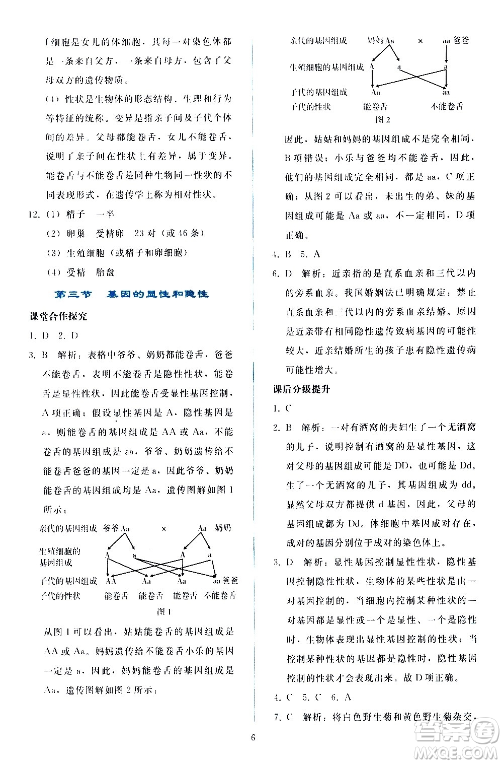 人民教育出版社2021同步輕松練習(xí)生物學(xué)八年級下冊人教版答案