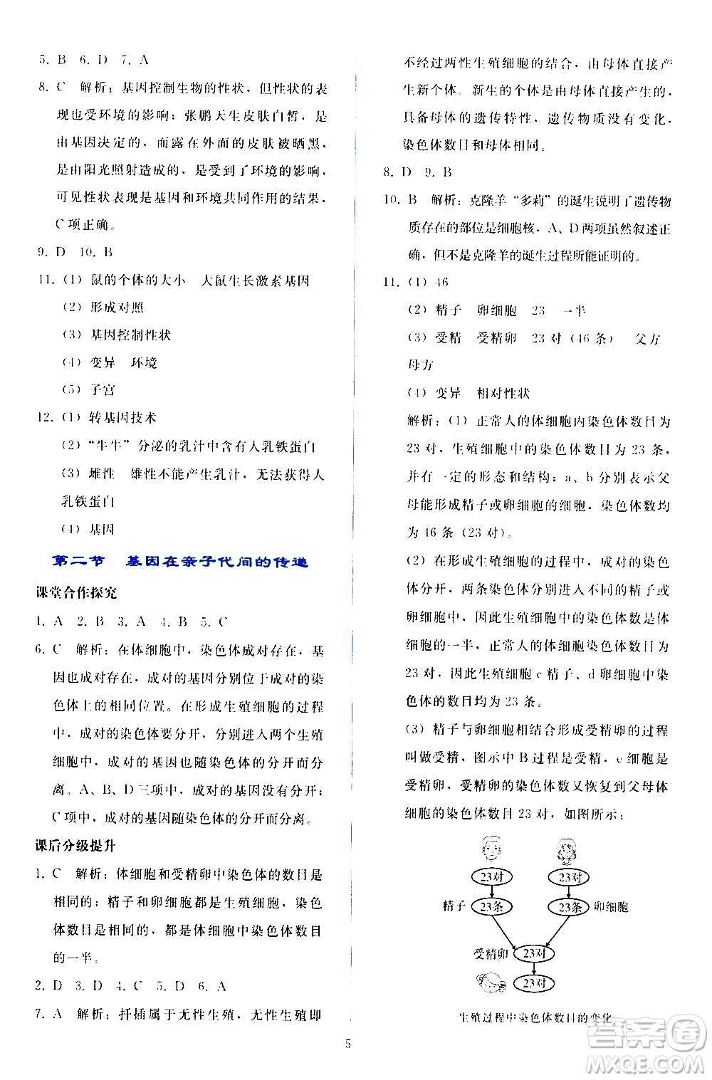 人民教育出版社2021同步輕松練習(xí)生物學(xué)八年級下冊人教版答案