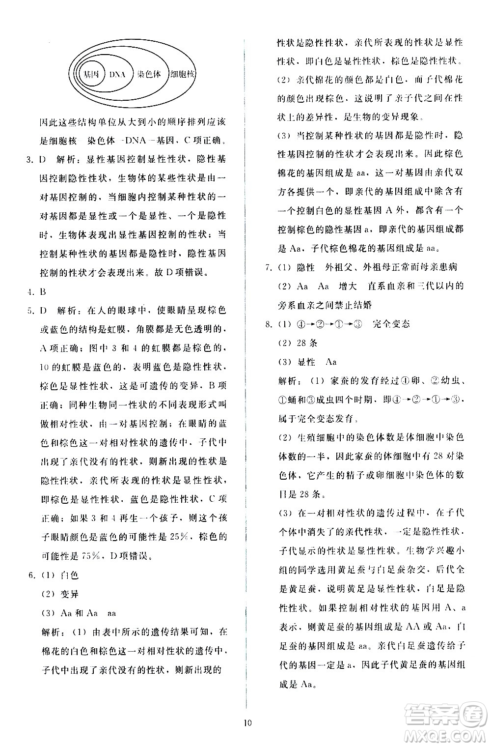 人民教育出版社2021同步輕松練習(xí)生物學(xué)八年級下冊人教版答案