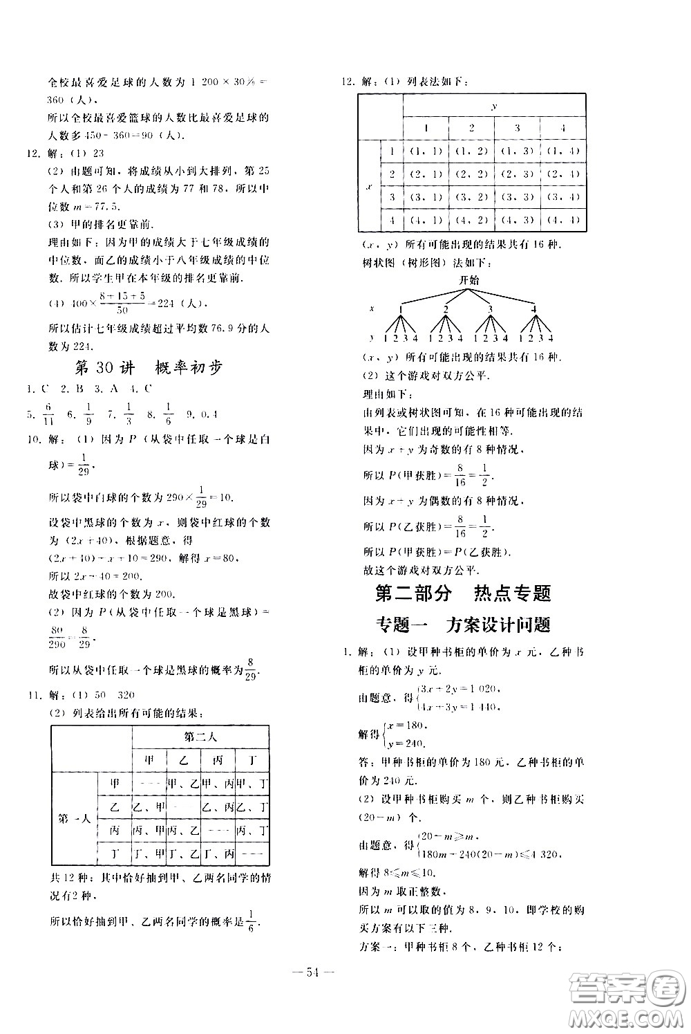 人民教育出版社2021同步輕松練習(xí)數(shù)學(xué)九年級(jí)總復(fù)習(xí)人教版答案