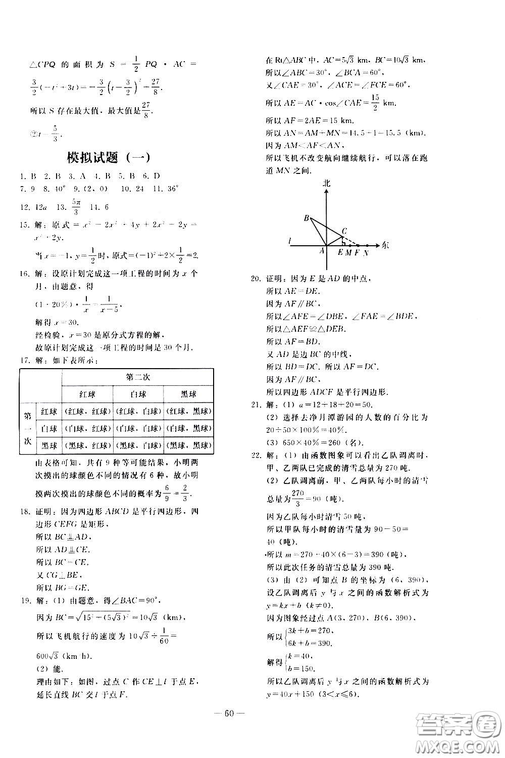 人民教育出版社2021同步輕松練習(xí)數(shù)學(xué)九年級(jí)總復(fù)習(xí)人教版答案