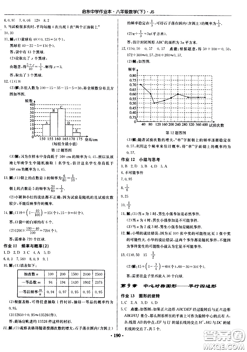 龍門書局2021啟東中學作業(yè)本八年級數學下冊JS蘇教版答案