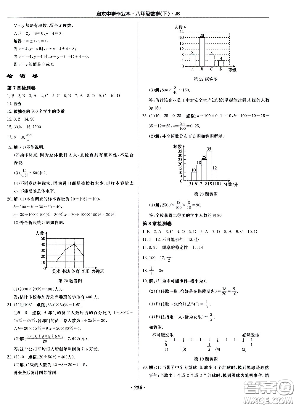 龍門書局2021啟東中學作業(yè)本八年級數學下冊JS蘇教版答案