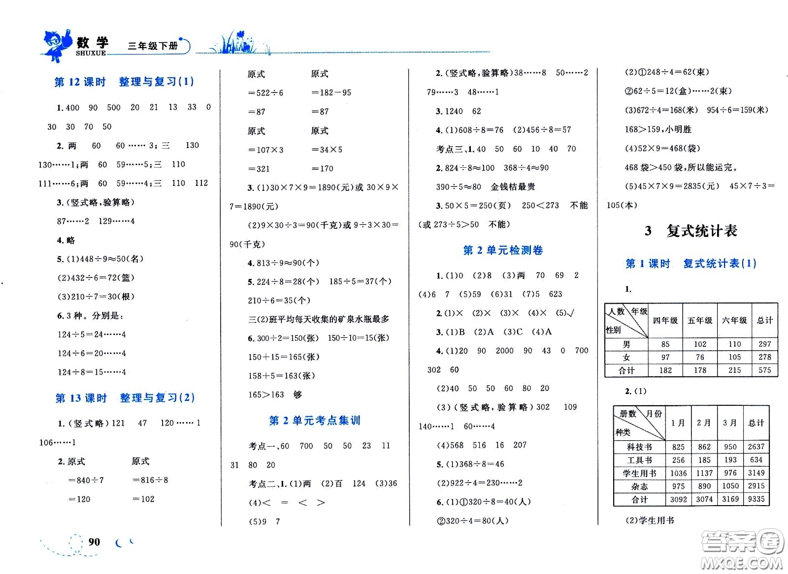 現(xiàn)代教育出版社2021小超人作業(yè)本數(shù)學(xué)三年級(jí)下冊(cè)人教版答案