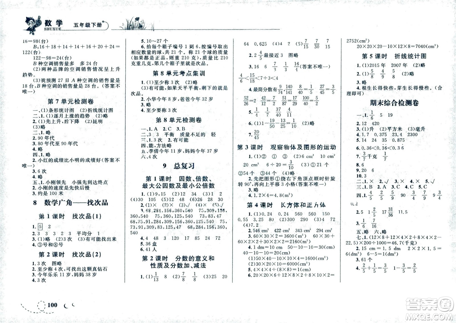 現(xiàn)代教育出版社2021小超人作業(yè)本數(shù)學(xué)五年級(jí)下冊人教版答案