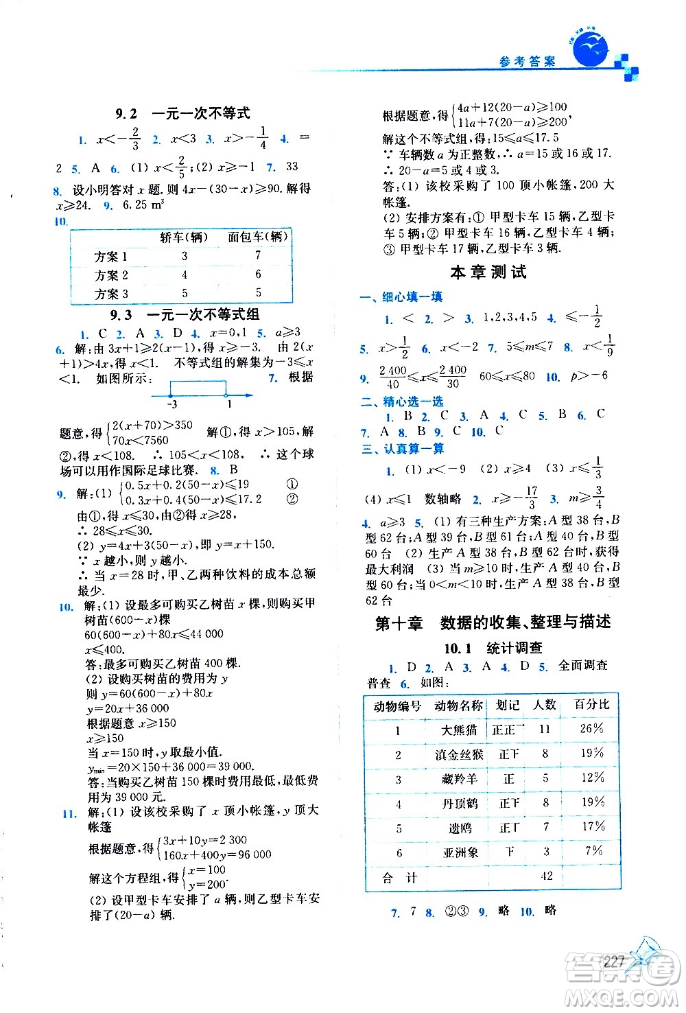 東南大學(xué)出版社2021名師點(diǎn)撥課課通教材全解析數(shù)學(xué)七年級(jí)下新課標(biāo)RJ人教版答案