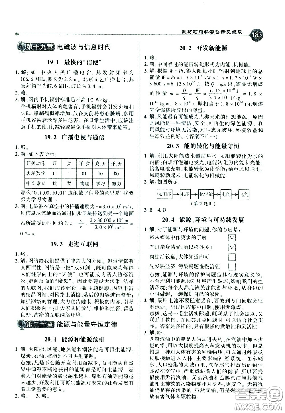 吉林教育出版社2021點撥九年級物理下HY滬粵版答案