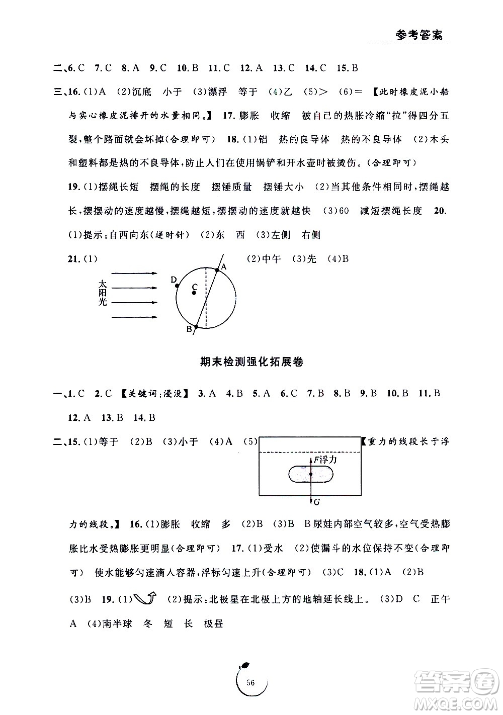 寧波出版社2021浙江好卷科學(xué)五年級(jí)下冊(cè)JK教科版答案