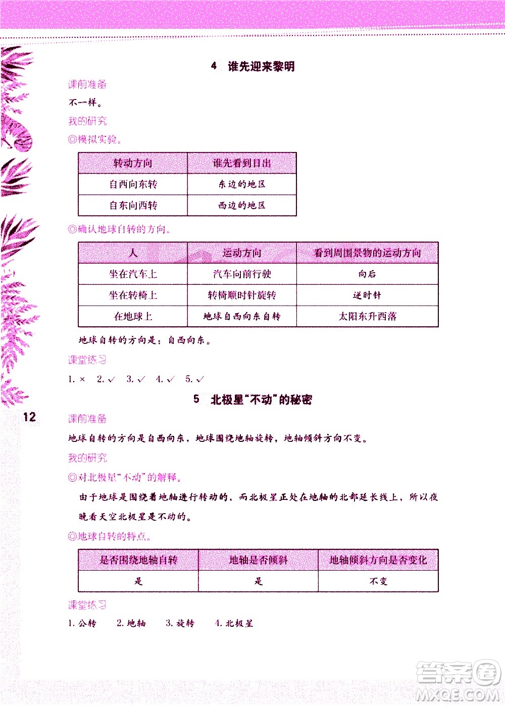 海燕出版社2021科學(xué)學(xué)習(xí)與鞏固五年級(jí)下冊(cè)教科版答案