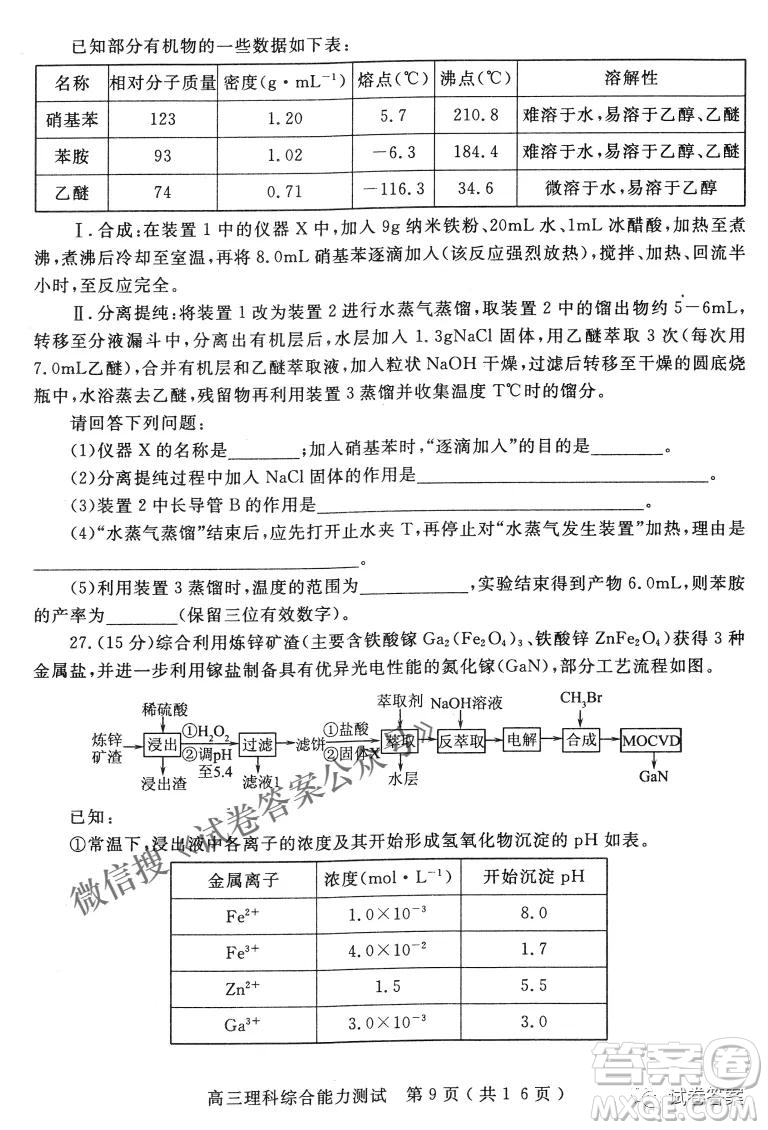 2021年河南省六市高三第一次聯(lián)考理科綜合試題及答案