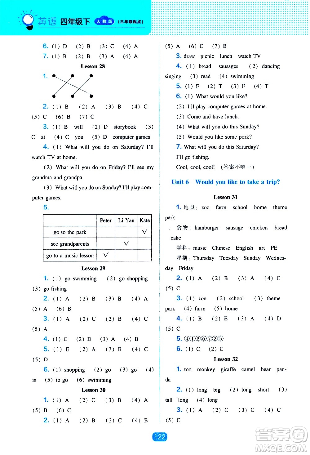 遼海出版社2021新編新課程能力培養(yǎng)英語(yǔ)三年級(jí)起點(diǎn)四年級(jí)下冊(cè)人教版答案