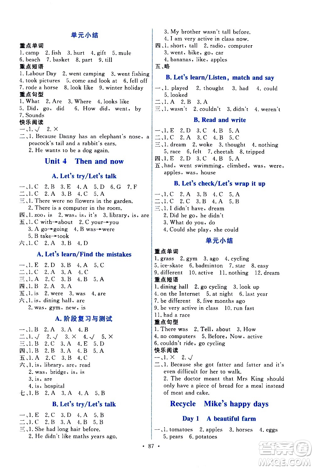 人民教育出版社2021能力培養(yǎng)與測試英語六年級下冊人教版答案