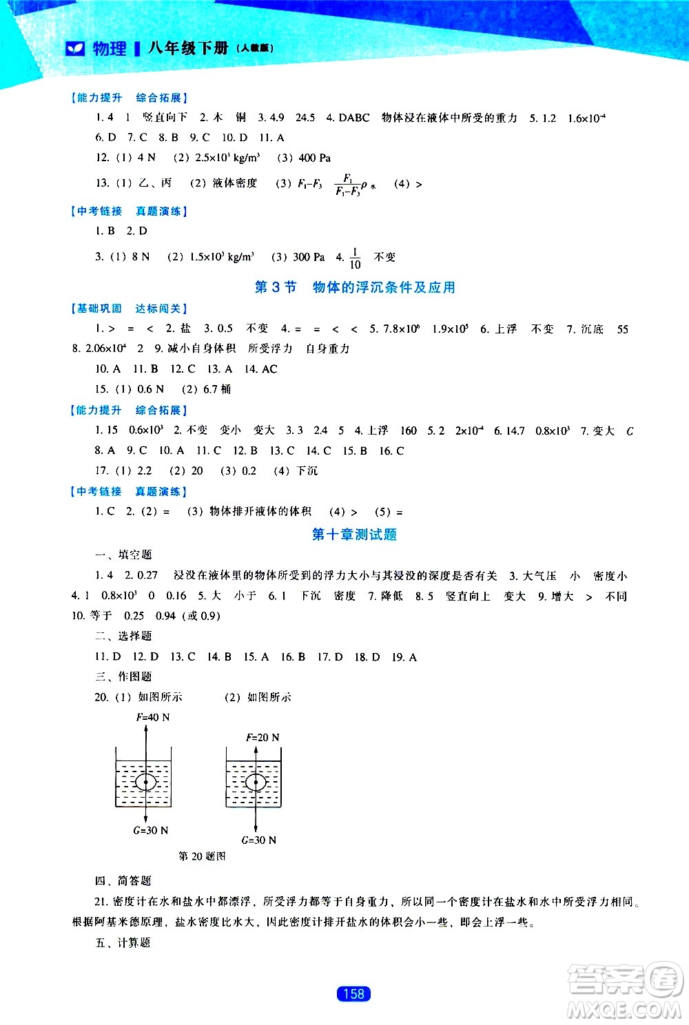 遼海出版社2021新課程物理能力培養(yǎng)八年級下冊人教版答案