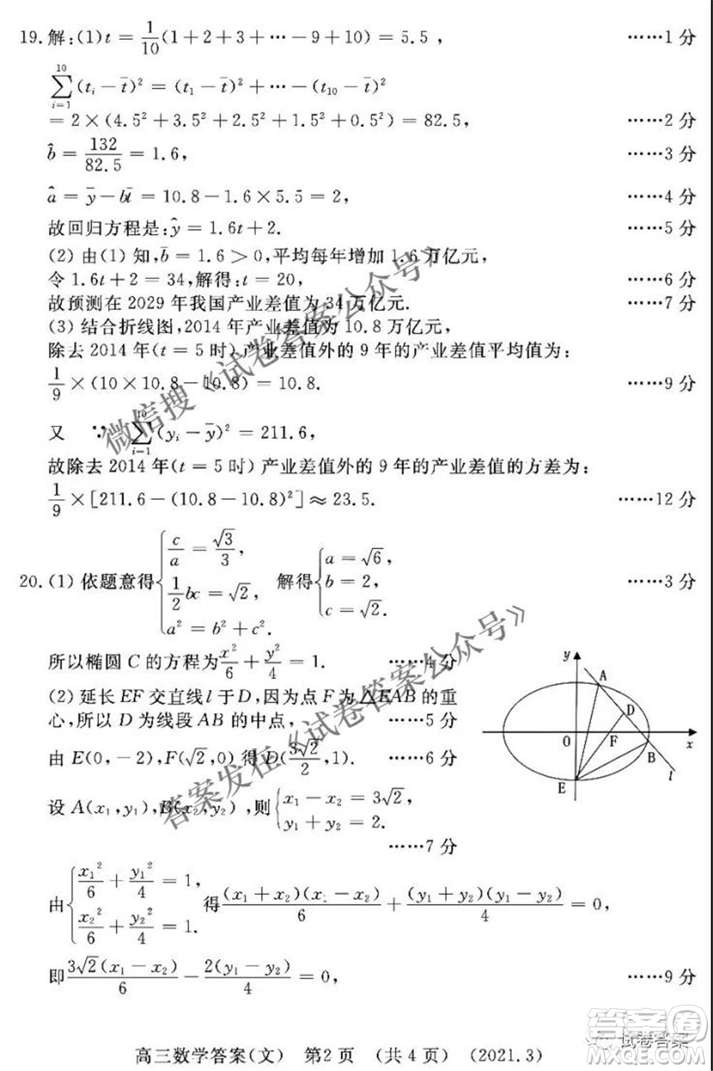 洛陽(yáng)市2020-2021學(xué)年高中三年級(jí)第二次統(tǒng)一考試文科數(shù)學(xué)答案