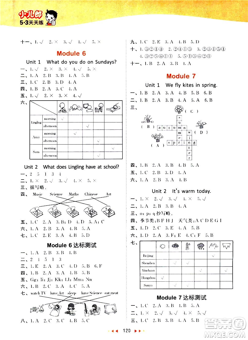 教育科學(xué)出版社2021春季53天天練小學(xué)英語三年級下冊WY外研版答案