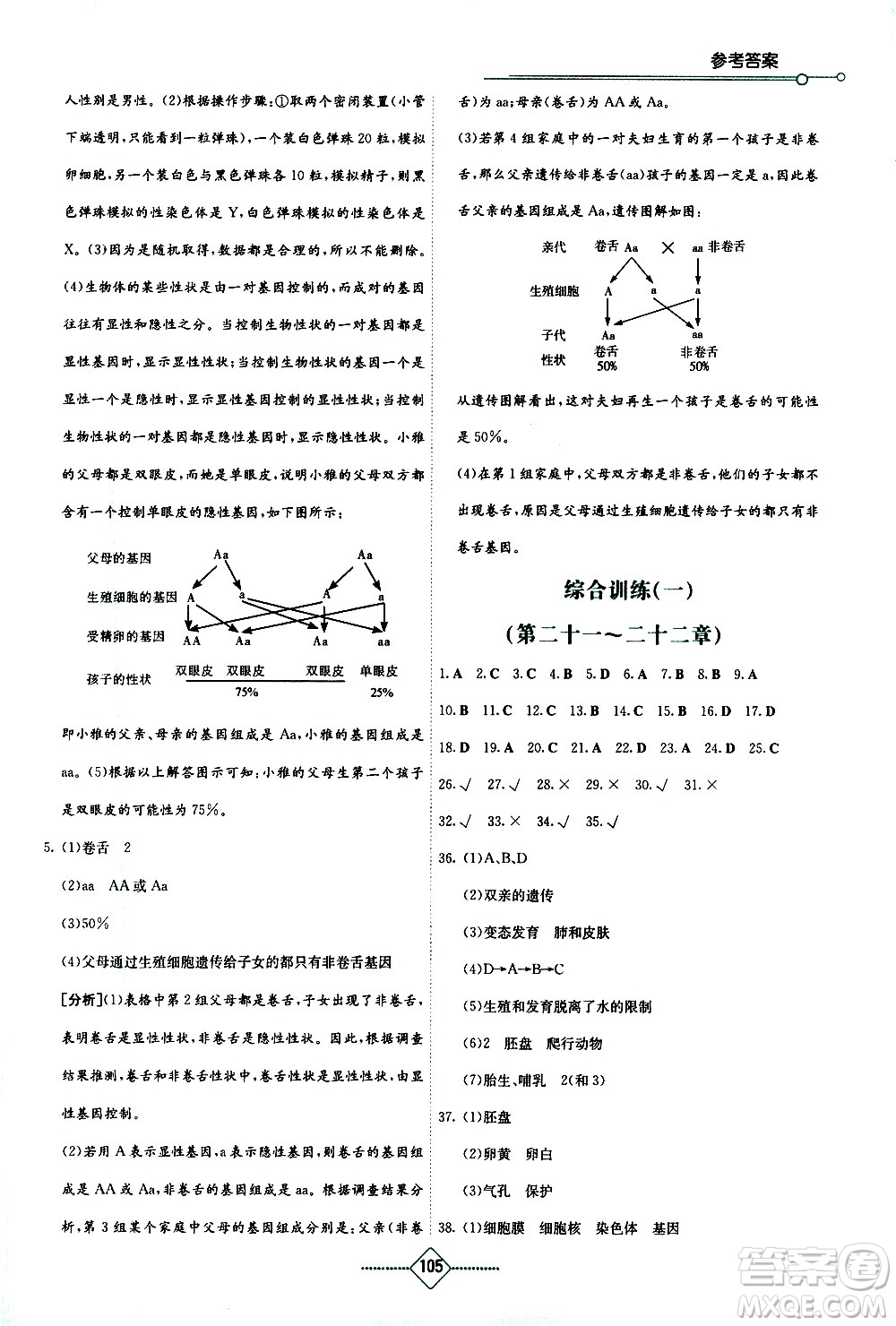 湖南教育出版社2021學(xué)法大視野生物八年級(jí)下冊(cè)蘇教版答案