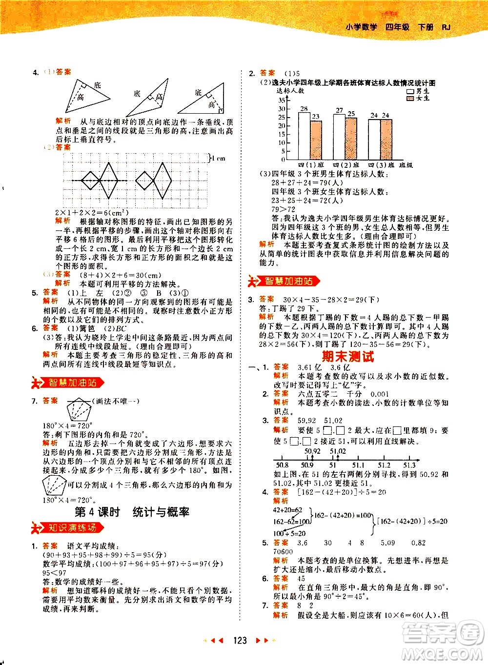 教育科學(xué)出版社2021春季53天天練小學(xué)數(shù)學(xué)四年級下冊RJ人教版答案