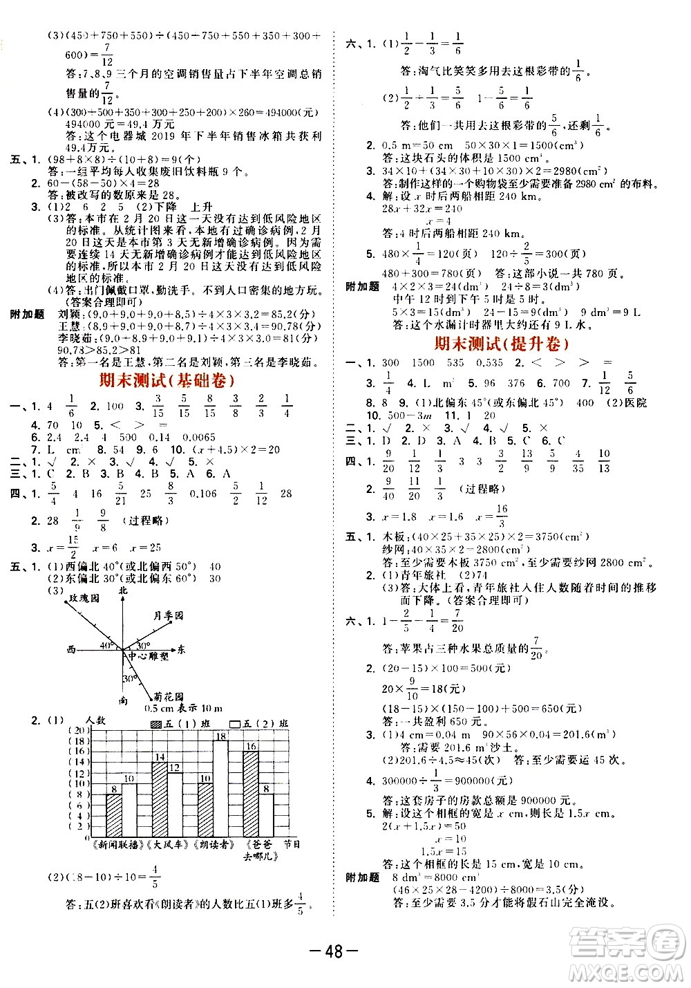 教育科學(xué)出版社2021春季53天天練測評卷小學(xué)數(shù)學(xué)五年級下冊BSD北師大版答案