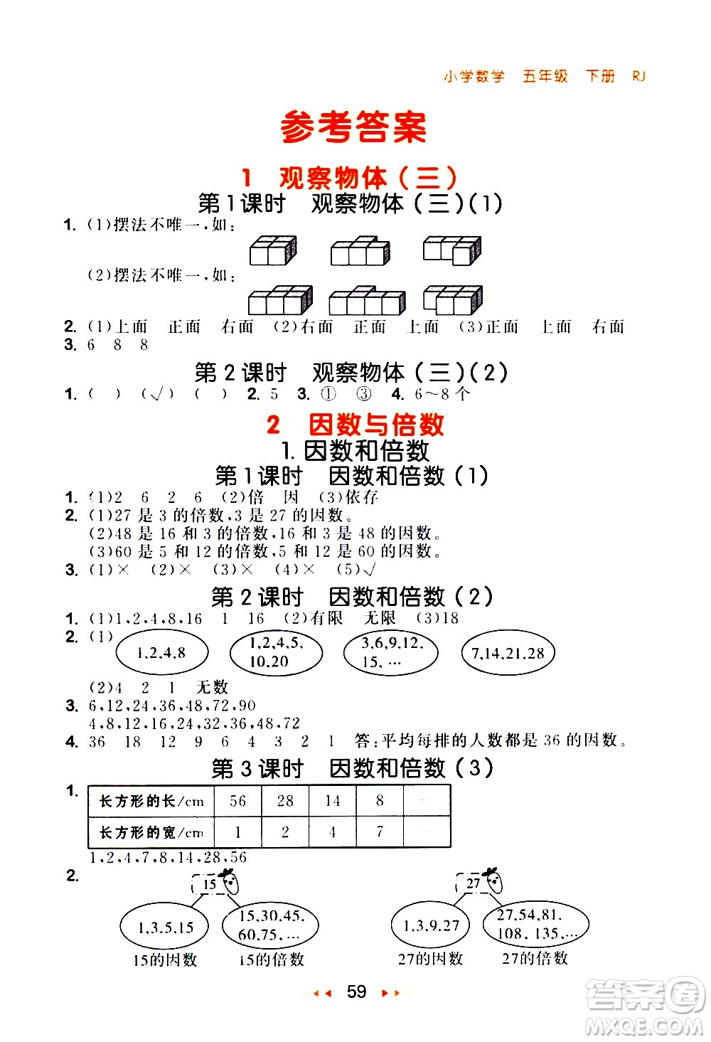 教育科學出版社2021春季53隨堂測小學數(shù)學五年級下冊RJ人教版答案