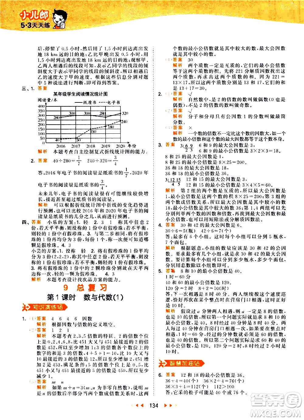 教育科學(xué)出版社2021春季53天天練小學(xué)數(shù)學(xué)五年級(jí)下冊(cè)RJ人教版答案