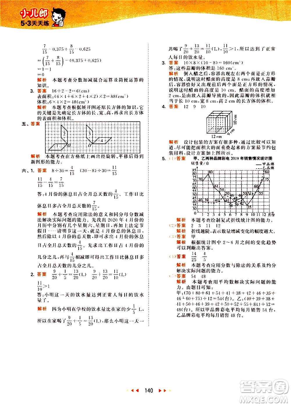 教育科學(xué)出版社2021春季53天天練小學(xué)數(shù)學(xué)五年級(jí)下冊(cè)RJ人教版答案