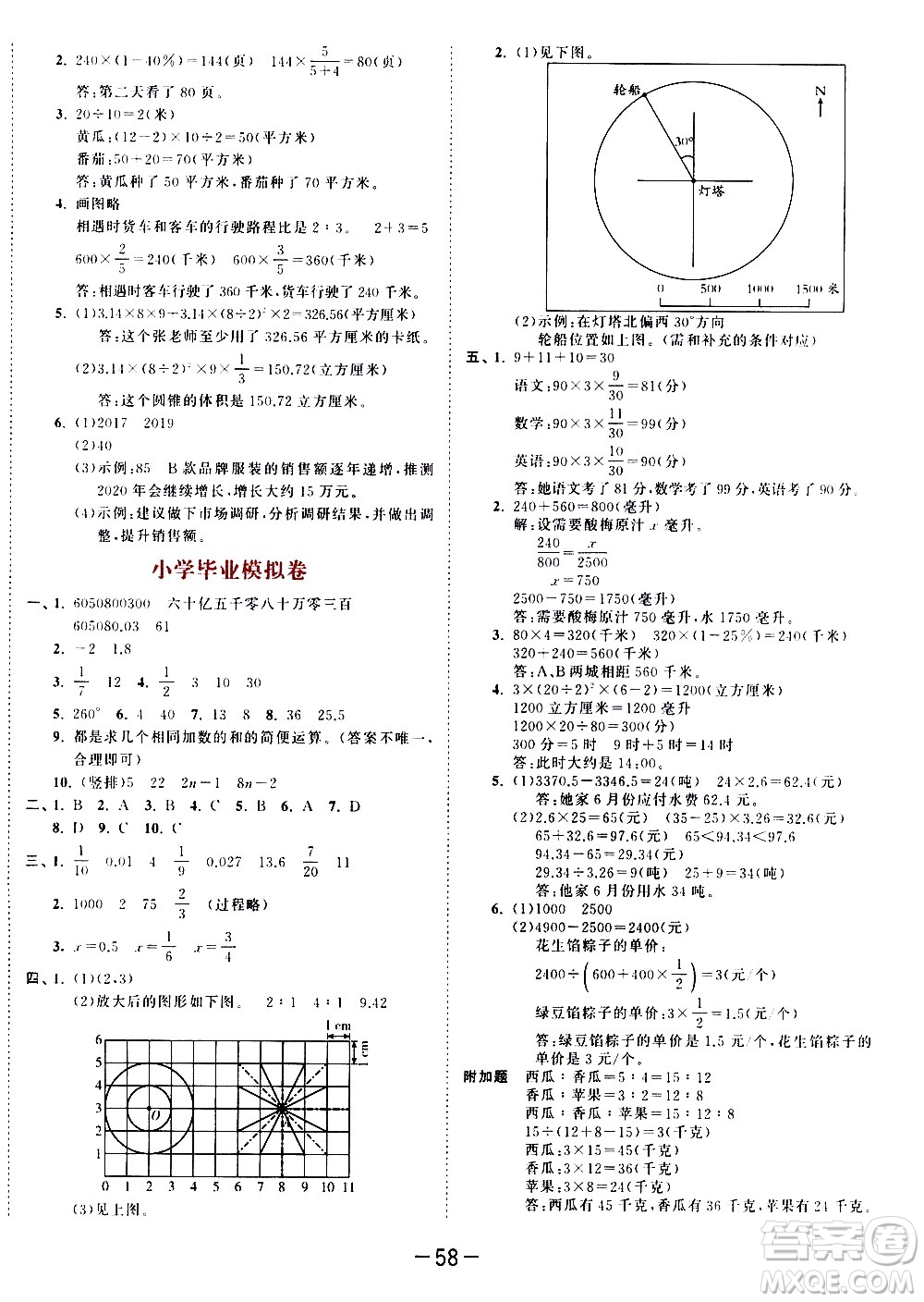 教育科學(xué)出版社2021春季53天天練測(cè)評(píng)卷小學(xué)數(shù)學(xué)六年級(jí)下冊(cè)SJ蘇教版答案