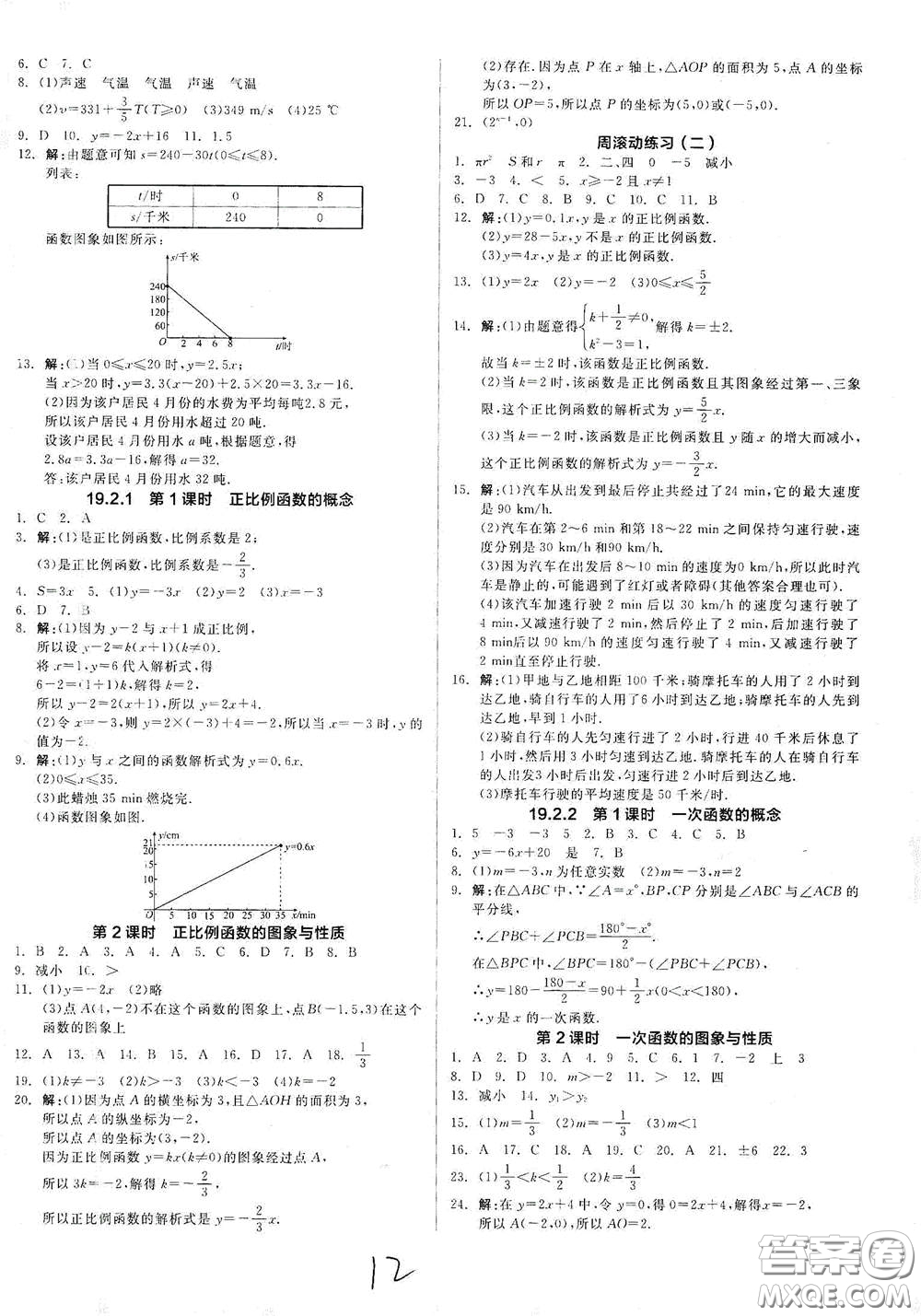 陽(yáng)光出版社2021全品作業(yè)本八年級(jí)數(shù)學(xué)下冊(cè)新課標(biāo)人教版云南專用答案