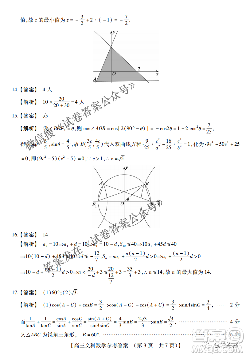 內(nèi)蒙古2021高三年級(jí)三月模擬調(diào)研卷理科數(shù)學(xué)試題及答案