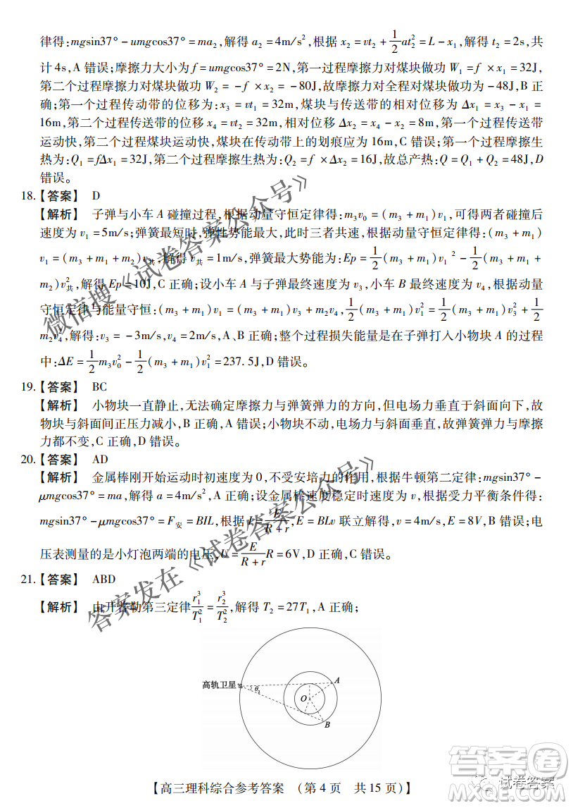 內(nèi)蒙古2021高三年級三月模擬調(diào)研卷理科綜合試題及答案