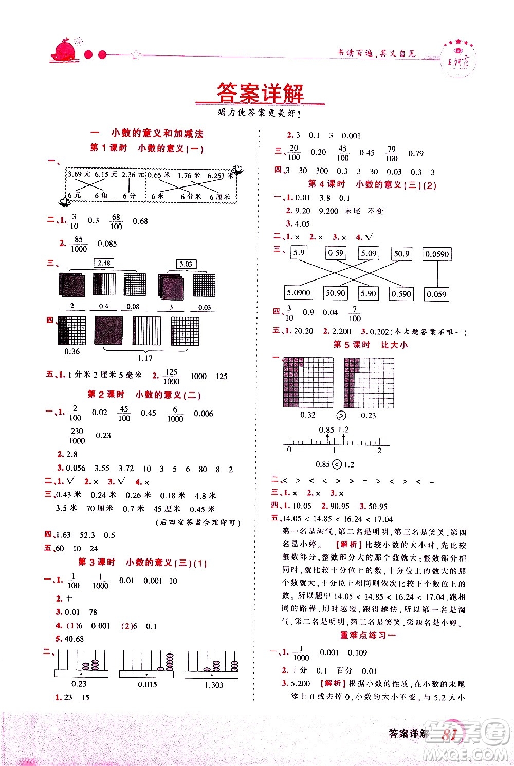 江西人民出版社2021王朝霞創(chuàng)維新課堂數(shù)學(xué)四年級(jí)下冊BS北師大版答案